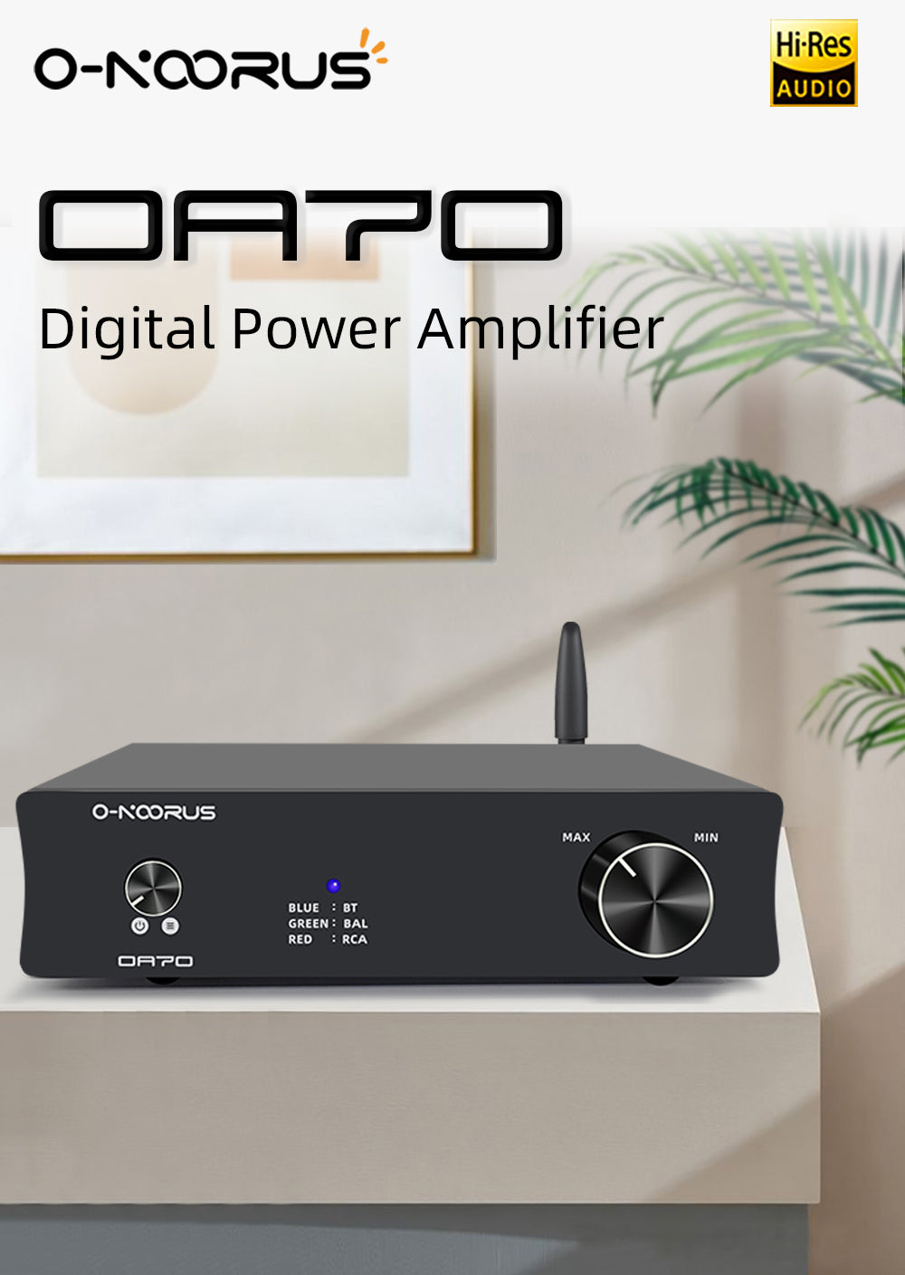 O-NOORUS OA70 Dual MA12070x2 Fully Balanced HIFI Class D Power Amplifier Bluetooth 5.0 Speaker Receiver Aptx RCA TRS Input